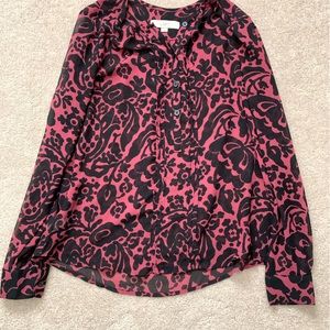 Loft size small shear pink and black blouse